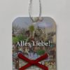 Geschenkanhänger von Ilona Reny "Alles Liebe" abendliche Landschaft mit rotem Schleifchen