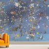 ilona Reny wallpaper rain of flowers and plants wallpaper with yellow sofa